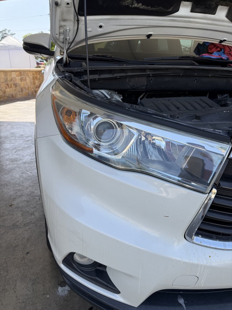 Restored headlight with crystal-clear plastic after Headlight Restoration at Fair Oaks Car Wash