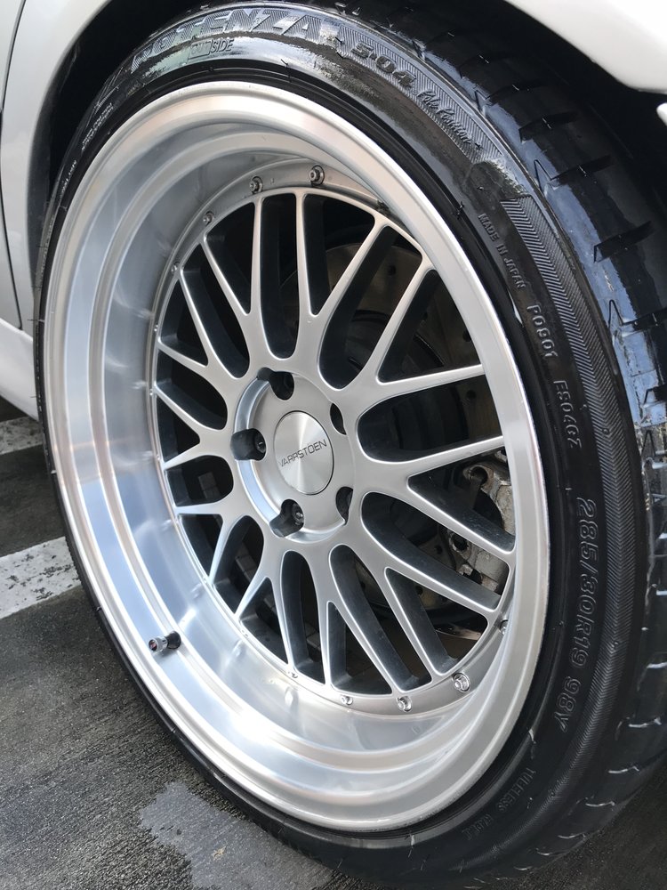 Polished and protected wheel after Ceramic Wheels treatment at Fair Oaks Car Wash