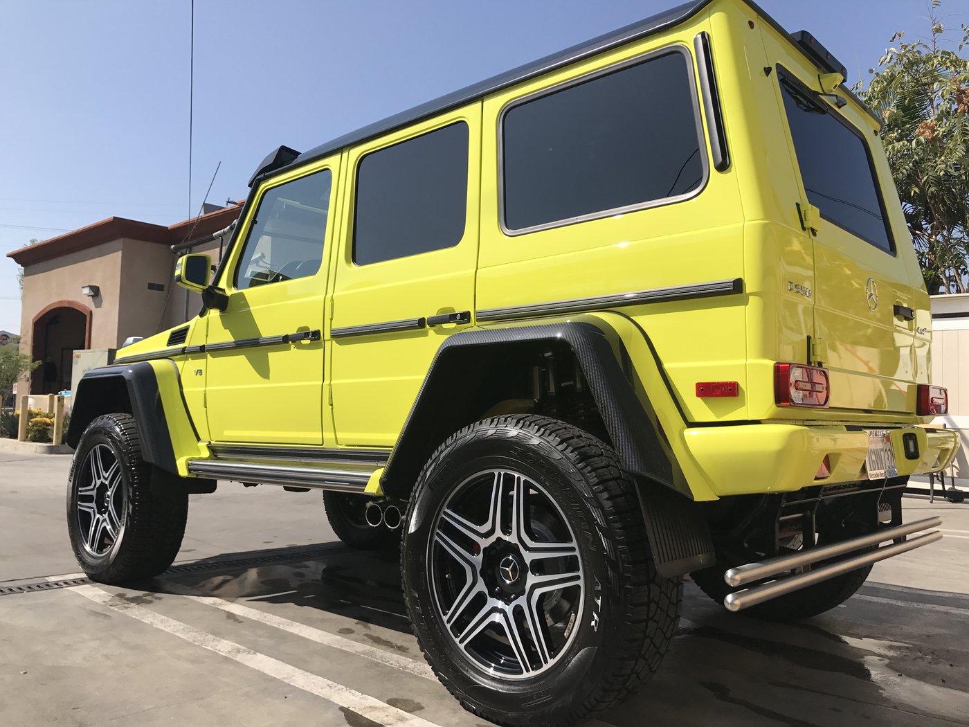 Yellow Mercedes G-Wagon 4x4² after Premium Exterior detail at Fair Oaks Car Wash