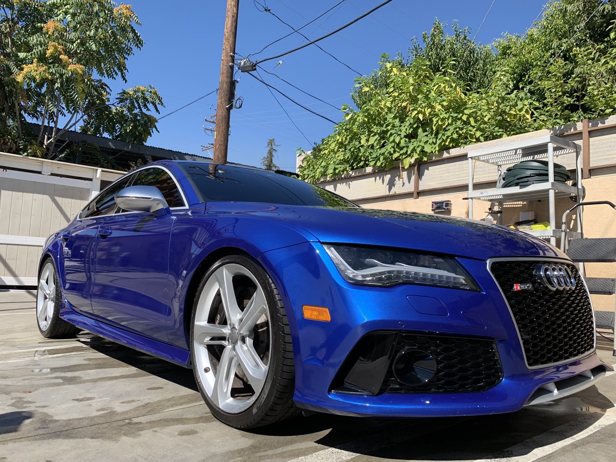 Sepang Blue Audi RS7 at Fair Oaks Car Wash in Altadena