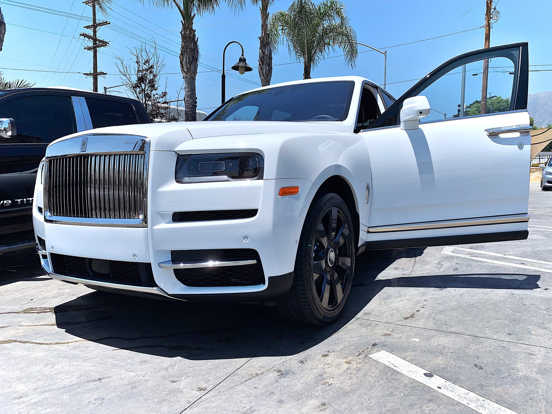 White Rolls-Royce Cullinan detailed and finished at Fair Oaks Car Wash in Altadena