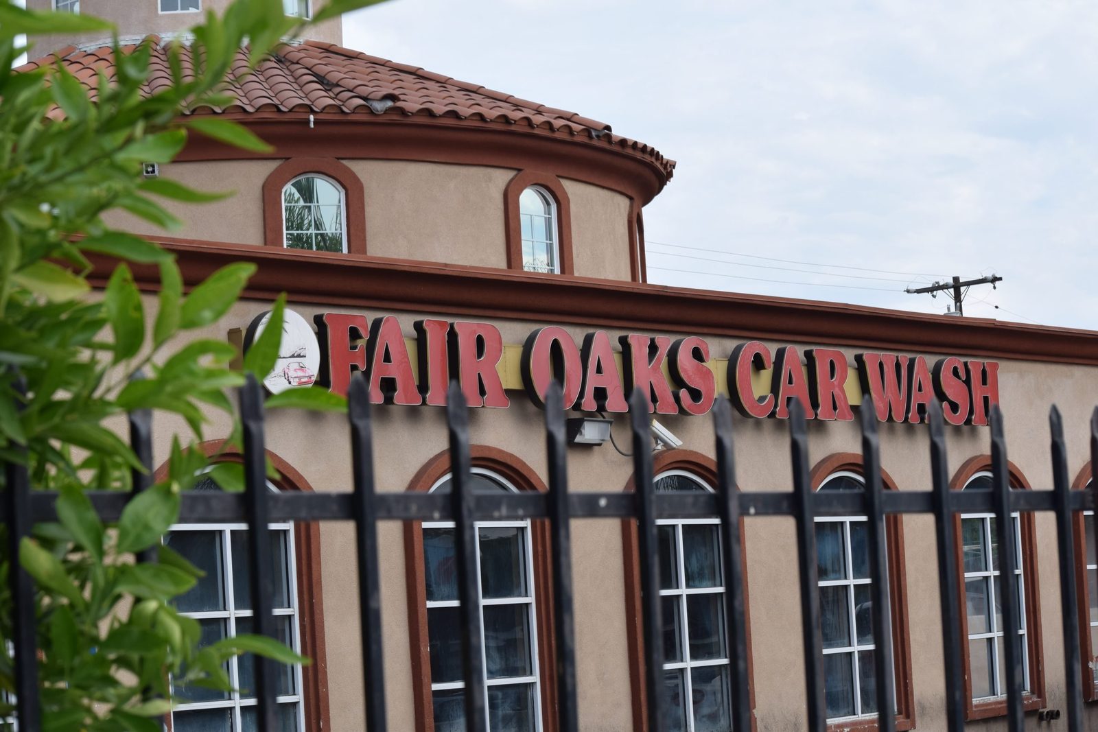 Fair Oaks Car Wash storefront on N. Fair Oaks Avenue in Altadena, Spanish-style architecture with red tile roof